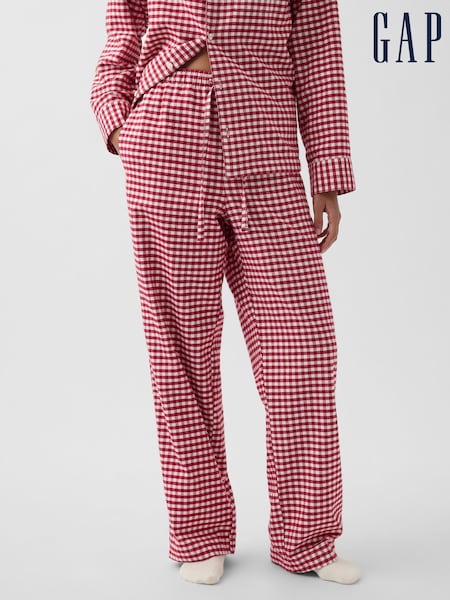 Czerwona krata gingham - Gap Check Softest Flannel Pyjama Bottoms