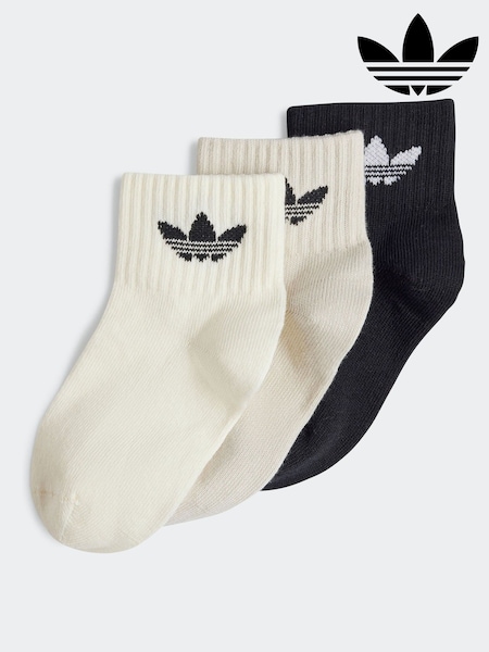 Blanco/Negro - adidas Originals Kids Ankle Socks 3Pack (E75661) | 8 €