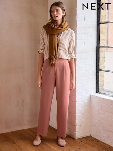 Pink Premium Ponte Barrel Leg Trousers With Wool (E75725) | €36