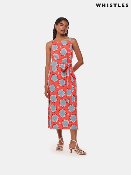 Whistles Petite Sunburst Linen Blend Dress (E75765) | 664 LEI