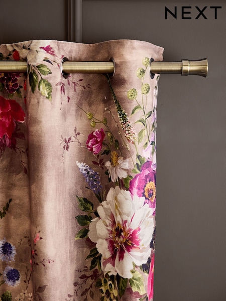 Bold Floral Linen Blend Eyelet Lined Curtains (E75790) | €56 - €123