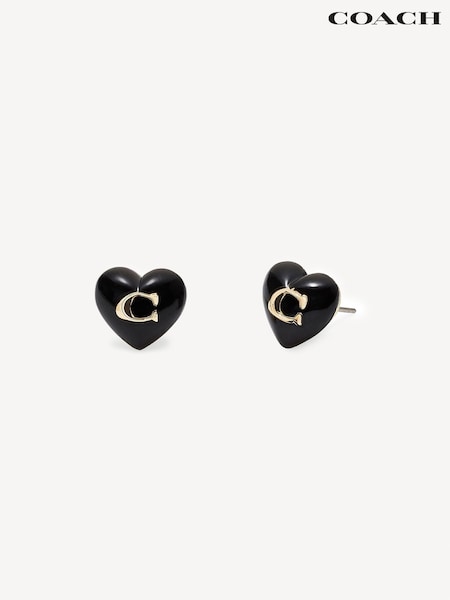 COACH Gold Tone Resin Heart Stud Earrings (E75835) | SGD 77
