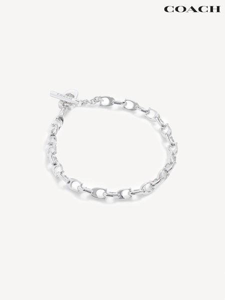 COACH Silver Tone Signature Link Bracelet (E75848) | SGD 184