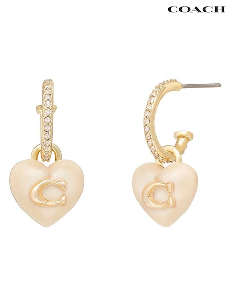 COACH Gold Tone Signature Heart Huggies Earrings (E75894) | 117 €