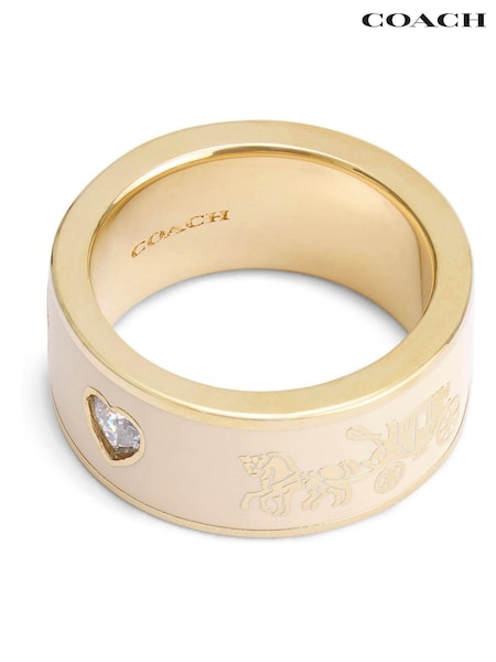 COACH Gold Tone Signature Horse & Carriage Band Ring (E75908) | €60