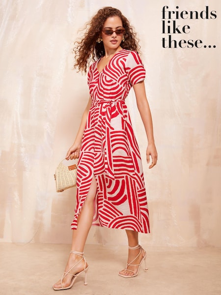 Friends Like These Short Sleeve Midi Belted Shirt Dress (E75999) | €71
