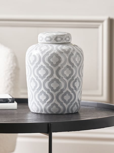 Pacific Grey Celia Ceramic Geo Lidded Ginger Jar (E76096) | €68
