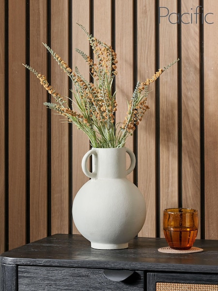 Pacific White Metal Vase with Handles (E76109) | €68