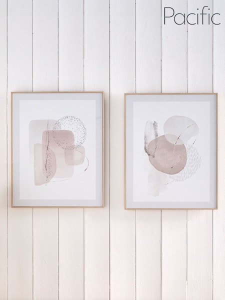 Pacific Natural Abstract Canvases with Natural Frame Set of 2 (E76239) | €54
