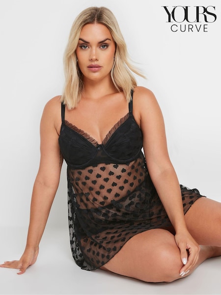 Yours Curve Heart Mesh Underwired Babydoll (E76243) | 37 €