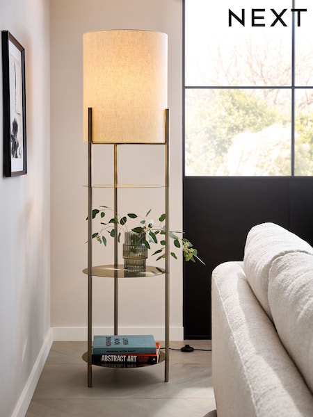 Pewter Grey Stratton Floor Lamp (E76267) | €225