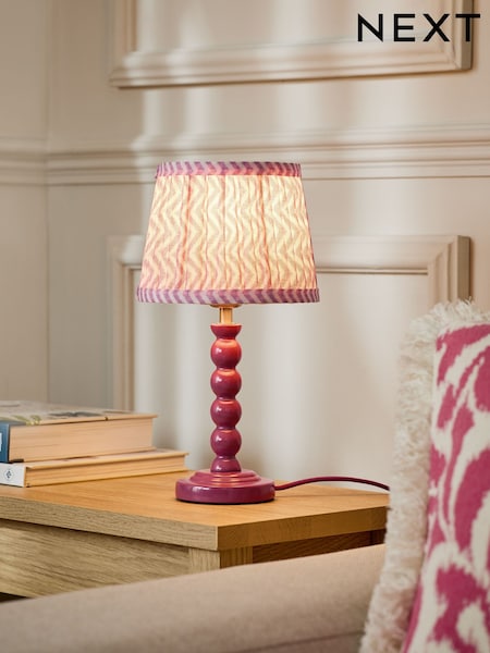 Pink Mini Bobbin Table Lamp (E76305) | €39