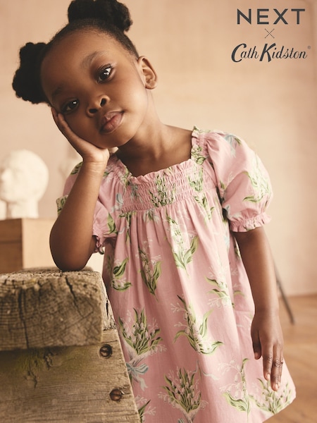 Cath Kidston Rosa - Floral Print Puff Sleeve Summer Dress (3mths-8yrs) (E76356) | 19 € - 28 €