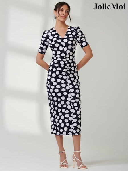 Jolie Moi Puff Sleeve Bodycon Midi Dress (E76437) | €36