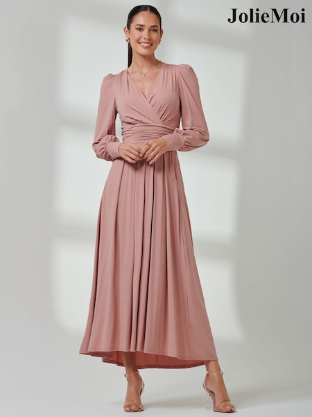 Jolie Moi Long Sleeve Soft Silky Jersey Maxi Dress (E76440) | €75