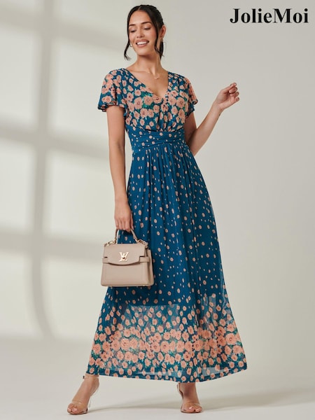Jolie Moi Ombre Floral Print Mesh Maxi Dress (E76443) | 271 LEI