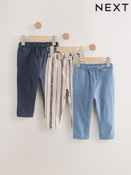 Blue/Navy Blue/ Stripe 100% Cotton Lightweight Jersey Joggers (3mths-7yrs) (E76486) | SGD 34 - SGD 41