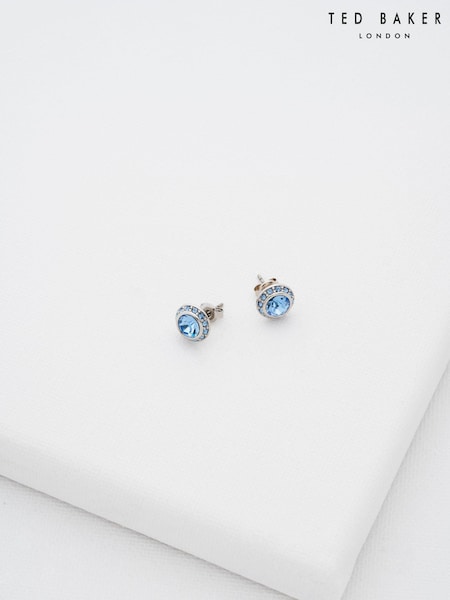 Ted Baker Silver/Blue SOLETIA: Solitaire Sparkle Crystal Stud Earrings (E76493) | €44