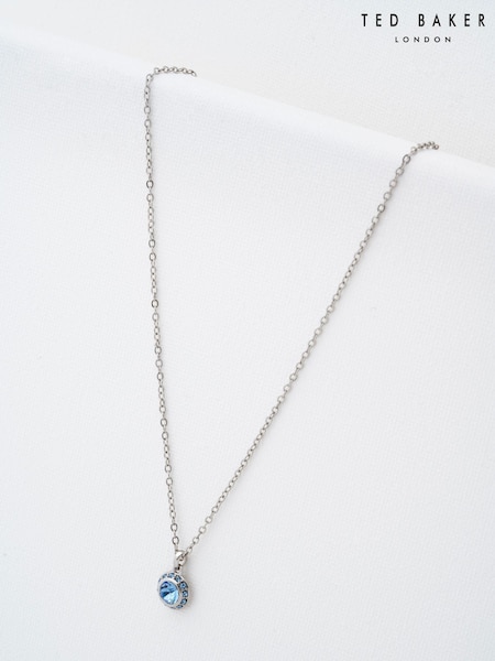 Ted Baker Silver/Blue SOLTELL: Solitaire Sparkle Crystal Pendant Necklace (E76507) | €50