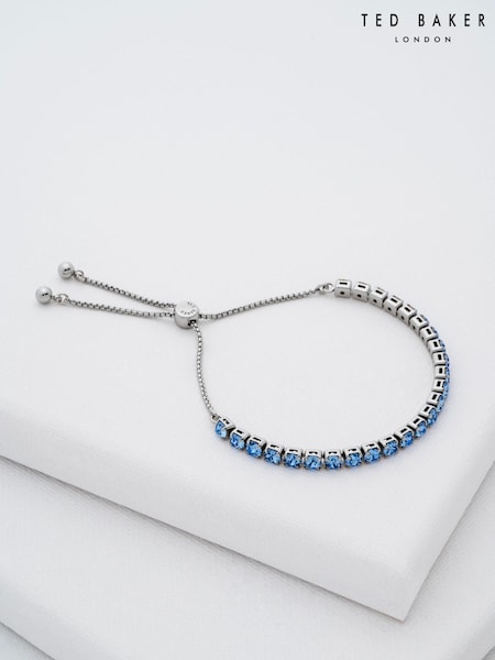 Ted Baker Silver/Blue MELRAH: Crystal Adjustable Tennis Bracelet For Women (E76524) | €57