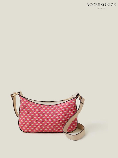 Accessorize Pink Weave Zip Top Cross-Body Bag (E76546) | €18