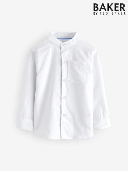 Baker by Ted Baker 100% Cotton Long Sleeve Grandad Collar Shirt (E76705) | 179 LEI - 223 LEI
