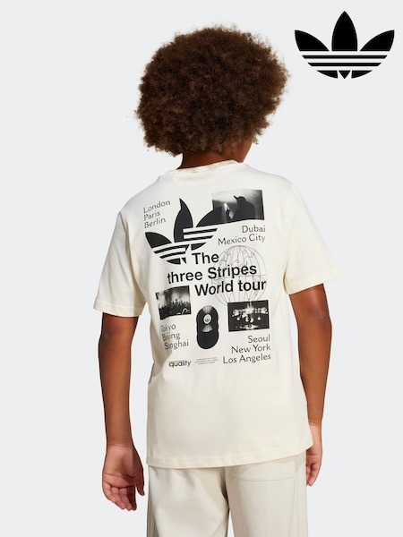 Cream - Tricou adidas Originals cu imprimeu grafic pe spate din 100% bumbac (E76725) | 149 LEI
