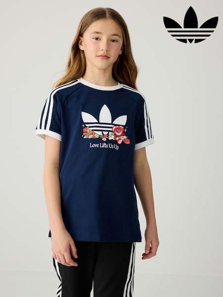 adidas originals Blue Loose Large Logo 100% Cotton T-Shirt (E76729) | AED134