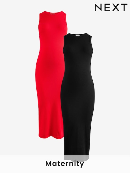 Red and Black Maternity Seamless Dresses 2 Pack (E76770) | KRW106,700