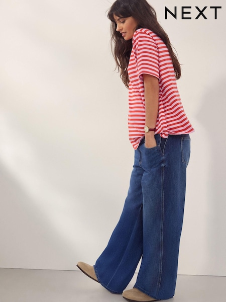 Dark Blue Maternity Wide Leg 100% Cotton Jeans (E76776) | €45