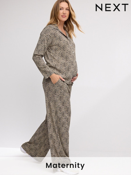 Animal Maternity Wide Leg Trousers (E76778) | $54