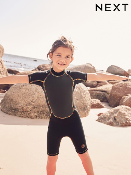 Zwart - 3mm Short Sleeve Neoprene Wetsuit (1-16yrs) (E76832) | € 53 - € 62