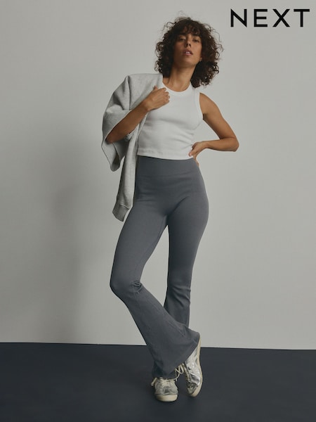 رمادي - Ribbed Kickflare Trousers (E76834) | ‏119 ر.س.‏