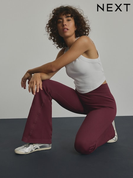 أحمر نبيذي - Ribbed Kickflare Trousers (E76835) | ‏119 ر.س.‏