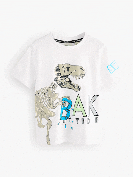 Baker by Ted Baker Dinosaur Graphic White T-Shirt (E76863) | €21 - €26