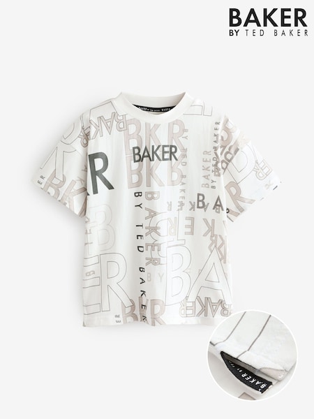 Baker by Ted Baker Grey Graphic 100% Cotton T-Shirt (E76869) | 86 QAR - 119 QAR