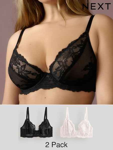 Черный/кремовый - DD+ Lace Bras 2 Pack (E76906) | €33