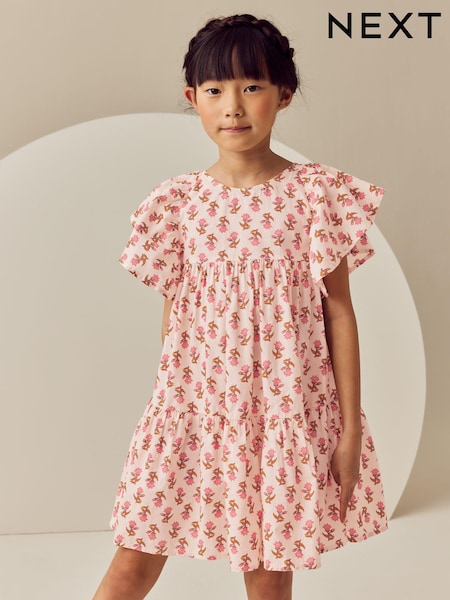 Pink Printed Ruffle Summer Dress (3-16yrs) (E76912) | $27 - $36