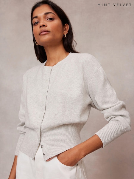 siva - Mint Velvet Popper Cotton Blend Crew Neck Cardigan (E76932) | € 104