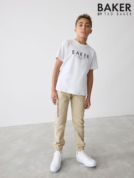 Baker by Ted Baker Stone Cargo Trousers And T-Shirt Set (E76993) | €46 - €52