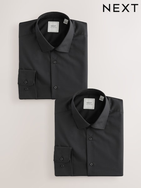 Black Regular Fit Easy Care Long Sleeve Single Cuff Smart Shirts 2 Pack (E77010) | 220 zł