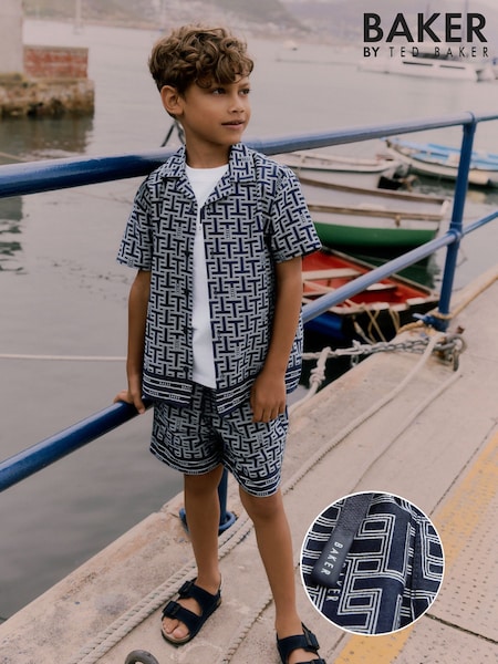 Baker by Ted Baker Navy Shirt, T-Shirt and Shorts Set (E77089) | AED257 - AED287