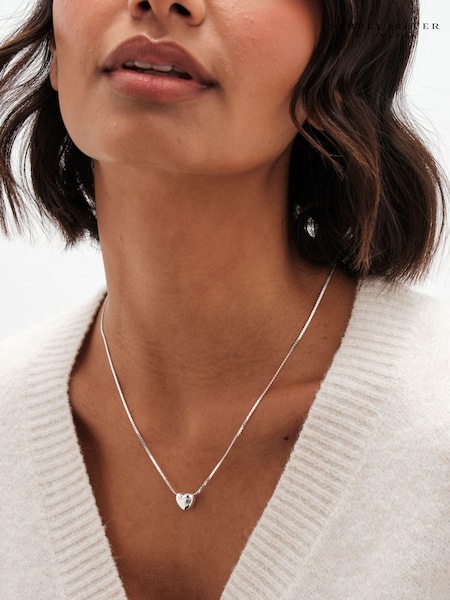 Simply Silver Silver Tone 925 Puff Heart Threaded Chain Necklace (E77623) | €80