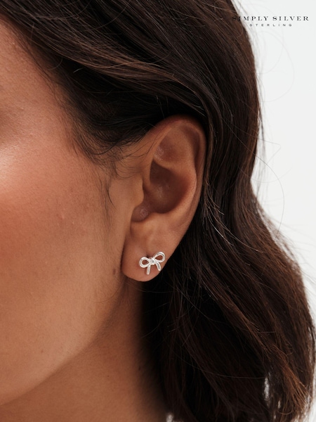 Simply Silver Silver Tone Sterling 925 Polished Bow Stud Earrings (E77624) | €29