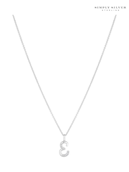 Simply Silver Silver Tone Sterling 925 Polished and Cubic Zirconia Initial Pendant (E77635) | €32
