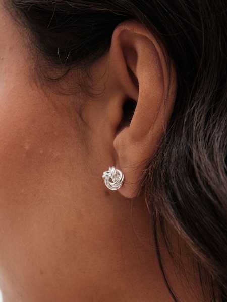 Simply Silver Silver Tone Sterling 925 Polished Double Row Knot Stud Earrings (E77643) | €44