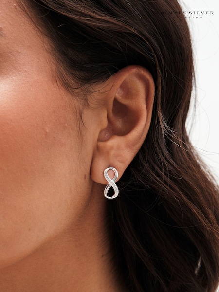Simply Silver Silver Tone Sterling 925 Polished and Cubic Zirconia Infinity Stud Earrings (E77647) | €35