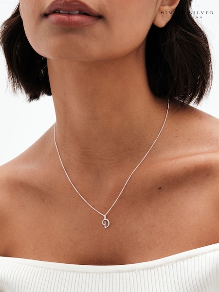 Simply Silver Silver Tone Sterling 925 Polished and Cubic Zirconia Initial Pendant (E77648) | €32