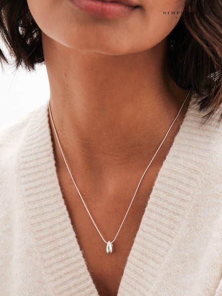 Simply Silver Silver Tone Sterling 925 Polished Nugget Necklace (E77649) | €50