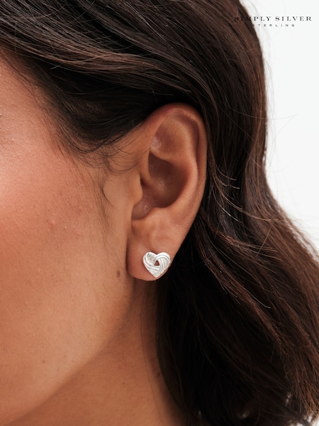 Simply Silver Silver Tone Sterling 925 Polished Knot Heart Stud Earrings (E77650) | €32